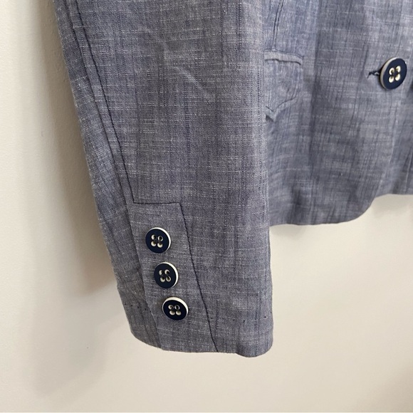 M Collection blazer cotton blend blue vest size 14 denim mix plus size jacket - Picture 6 of 16